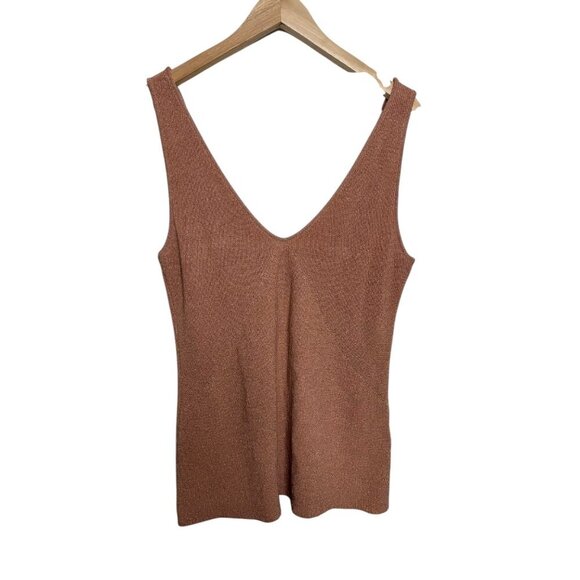 Rachel Roy Rust Knit Tank Top XXL – Shimmery Scoop Neck Sweater Vest - Picture 1 of 2
